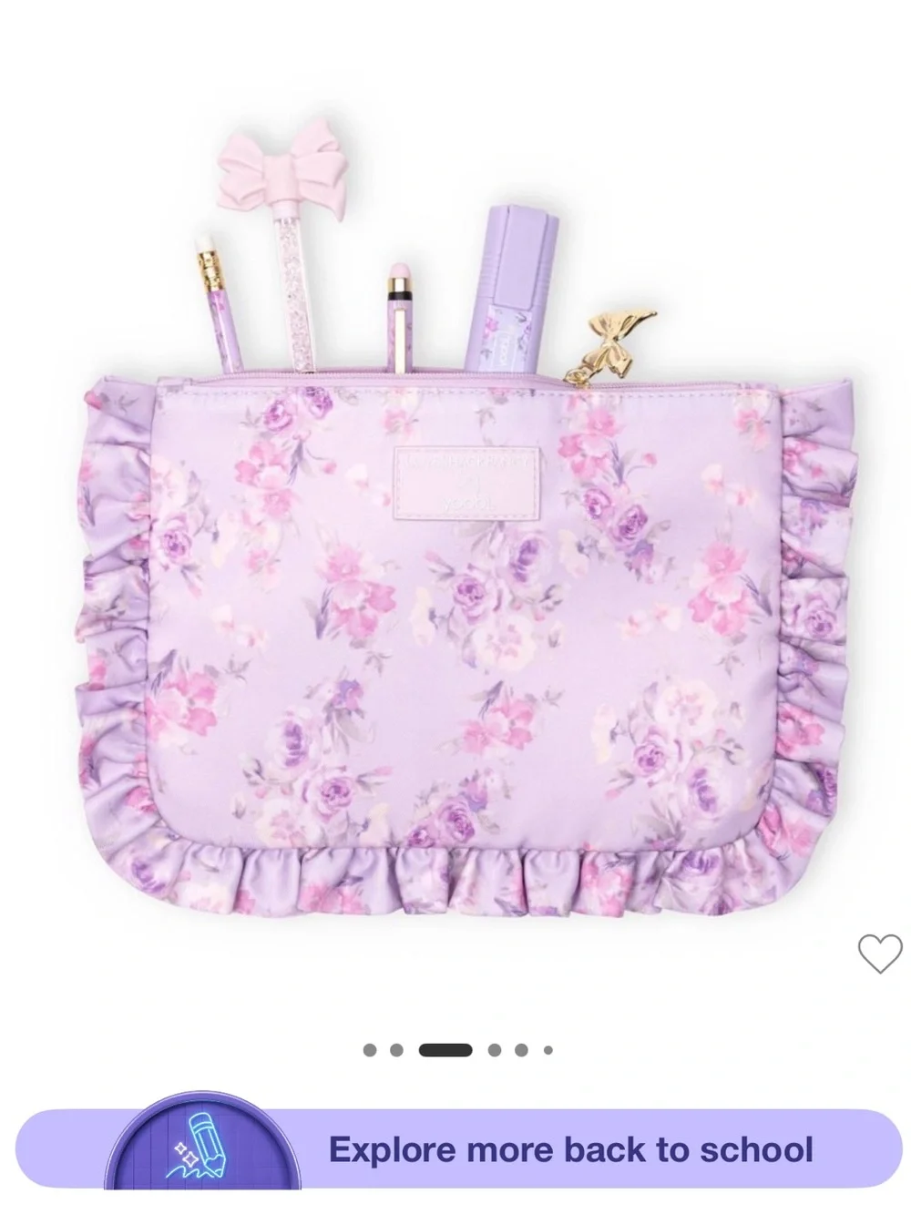 💗🎯 LoveShackFancy x Target - Yoobi Flat Zip Pencil Case w/ Ruffles Hibiscus